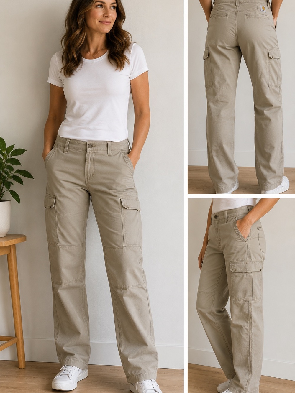 Carhartt  Aviation Cargo Pants Womens 29x34 Khaki Utility Workwear Beige